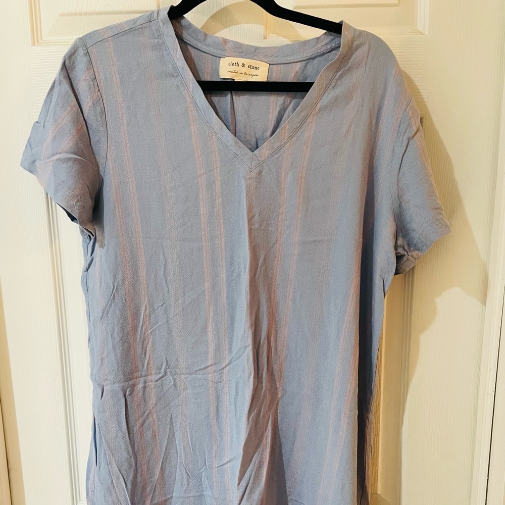 Cloth & Stone Short Sleeve Striped Dress